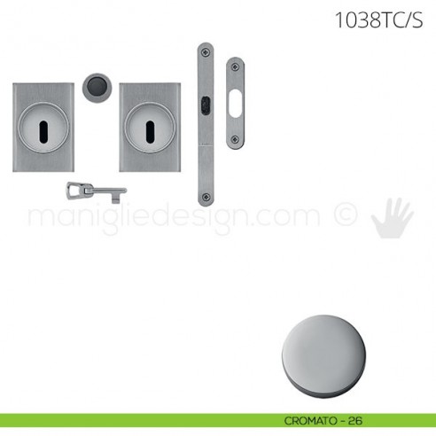 Maniglia per porta scorrevole Clip Mandelli 1038T con chiave e serratura cromato