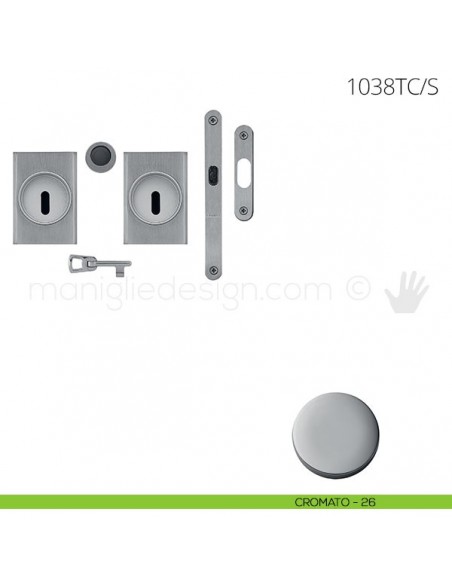 Maniglia per porta scorrevole Clip Mandelli 1038T con chiave e serratura cromato