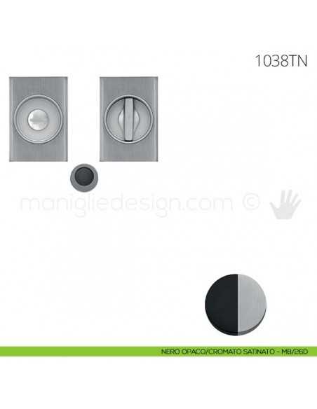 Maniglia per porta scorrevole Clip Mandelli 1038T con nottolino senza serratura nero opaco-cromato satinato