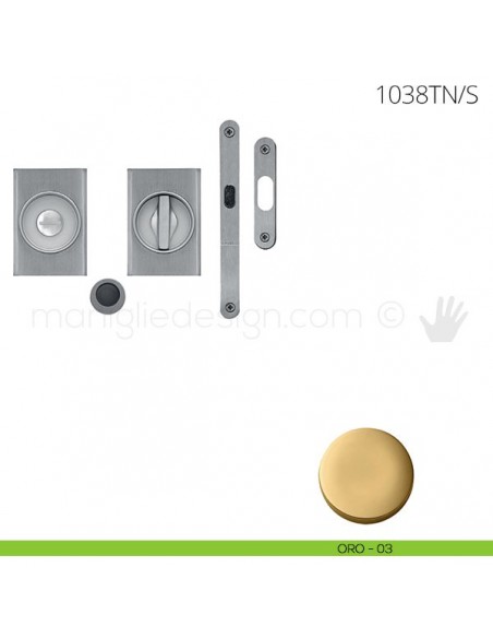 Maniglia per porta scorrevole Clip Mandelli 1038T nottolino e serratura oro
