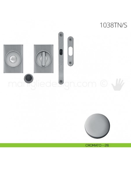 Maniglia per porta scorrevole Clip Mandelli 1038T nottolino e serratura cromato