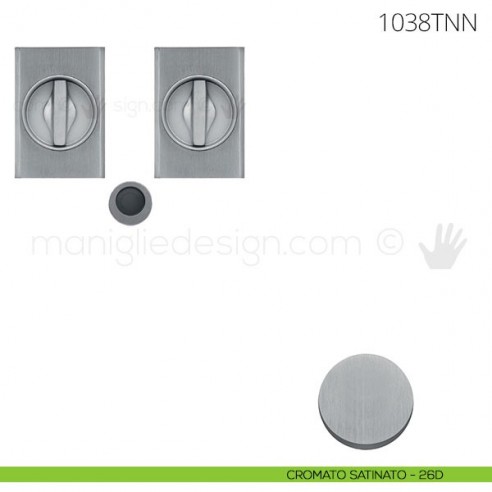 Maniglia per porta scorrevole Clip Mandelli 1038T con nottolino interno ed esterno senza serratura cromato satinato
