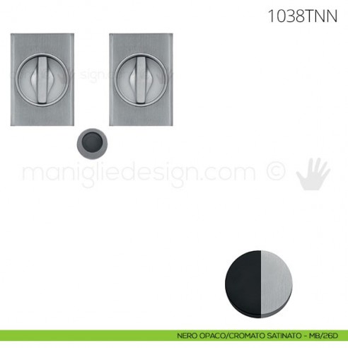 Maniglia per porta scorrevole Clip Mandelli 1038T con nottolino interno ed esterno senza serratura nero opaco-cromato satinato