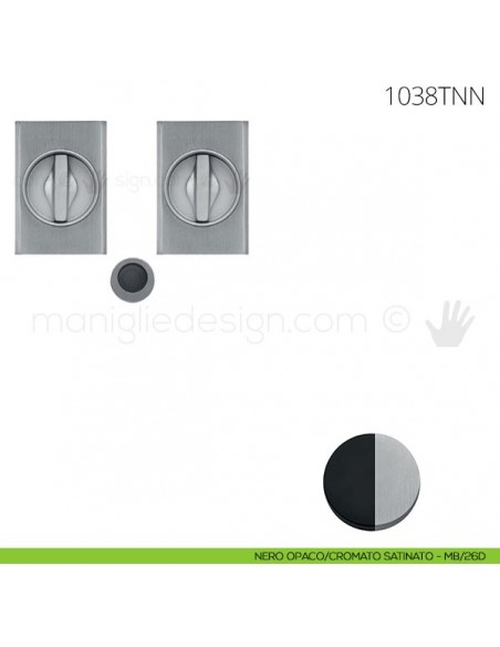 Maniglia per porta scorrevole Clip Mandelli 1038T con nottolino interno ed esterno senza serratura nero opaco-cromato satinato