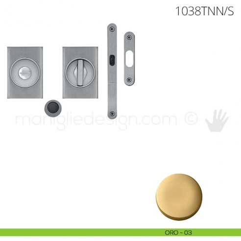 Maniglia per porta scorrevole Clip Mandelli 1038T con nottolino interno ed esterno con serratura oro