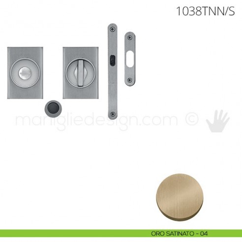 Maniglia per porta scorrevole Clip Mandelli 1038T con nottolino interno ed esterno con serratura oro satinato