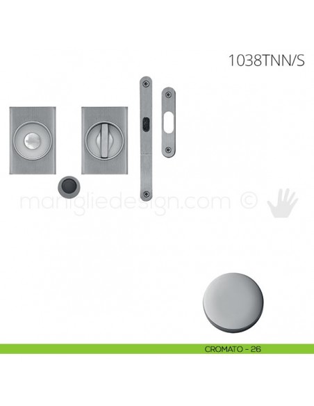 Maniglia per porta scorrevole Clip Mandelli 1038T con nottolino interno ed esterno con serratura cromato