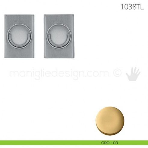 Maniglia per porta a libro Clip Mandelli 1038T con doppio anello folle oro