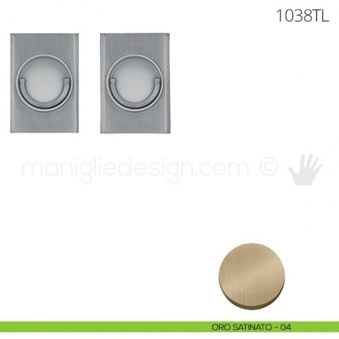 Maniglia per porta a libro Clip Mandelli 1038T con doppio anello folle oro satinato