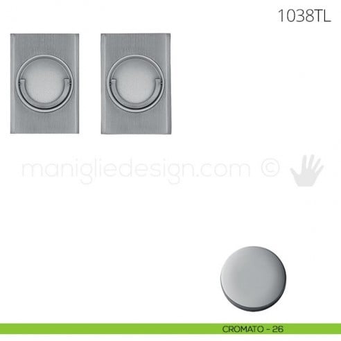 Maniglia per porta a libro Clip Mandelli 1038T con doppio anello folle cromato