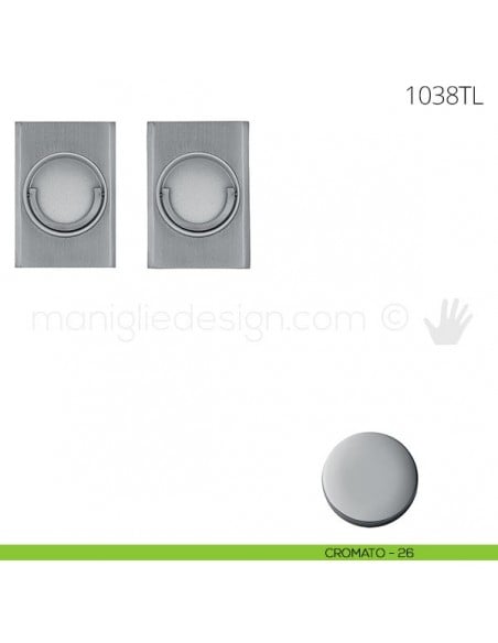 Maniglia per porta a libro Clip Mandelli 1038T con doppio anello folle cromato