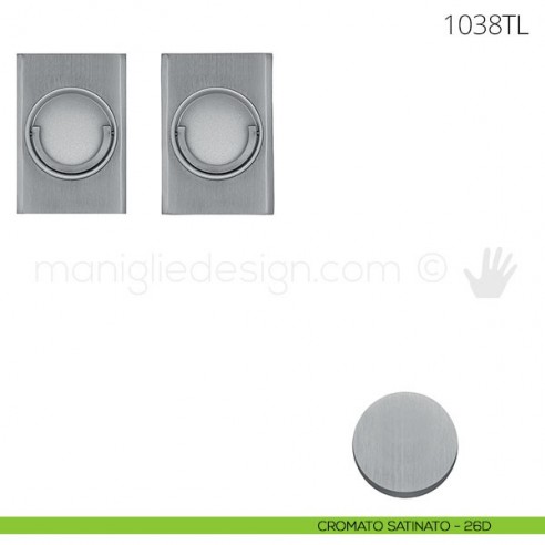 Maniglia per porta a libro Clip Mandelli 1038T con doppio anello folle cromato satinato