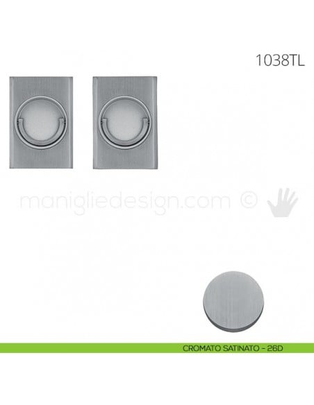 Maniglia per porta a libro Clip Mandelli 1038T con doppio anello folle cromato satinato