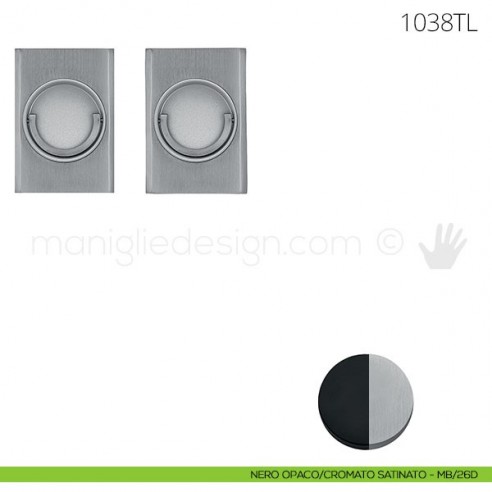 Maniglia per porta a libro Clip Mandelli 1038T con doppio anello folle nero opaco-cromato satinato