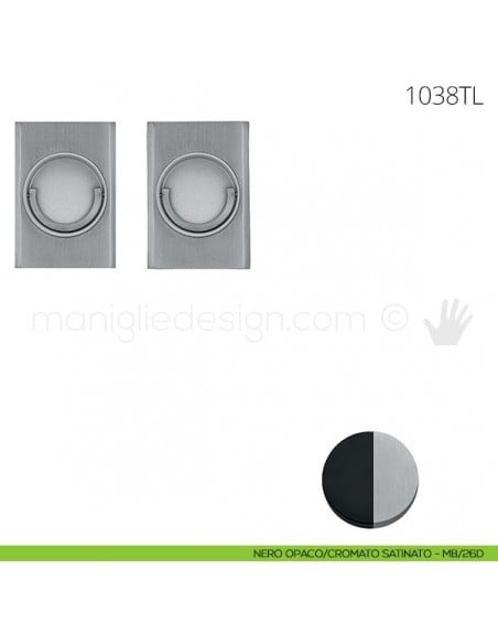 Maniglia per porta a libro Clip Mandelli 1038T con doppio anello folle nero opaco-cromato satinato