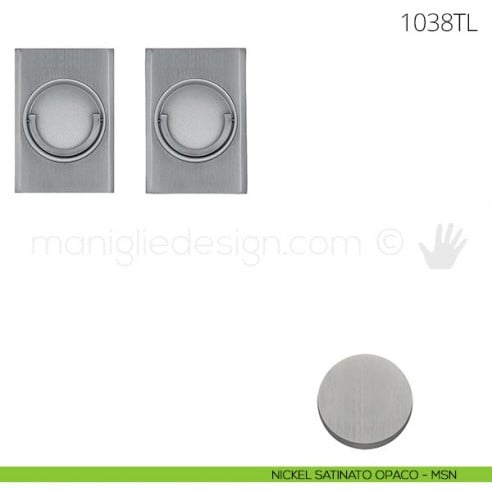 Maniglia per porta a libro Clip Mandelli 1038T con doppio anello folle nickel satinato opaco
