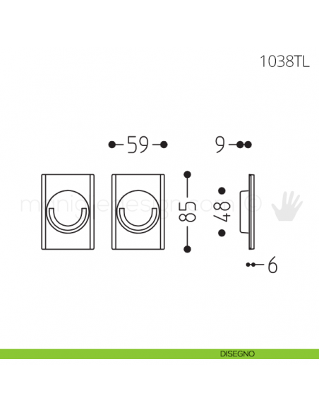 Maniglia per porta a libro Clip Mandelli 1038T con doppio anello folle disegno