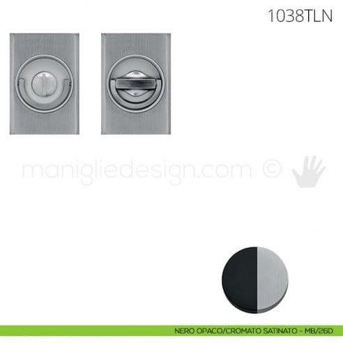 Maniglia per porta a libro Clip Mandelli 1038T con doppio anello senza serratura nero opaco-cromato satinato