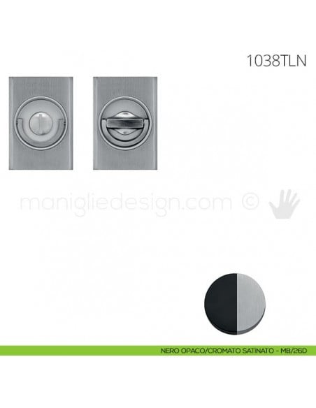 Maniglia per porta a libro Clip Mandelli 1038T con doppio anello senza serratura nero opaco-cromato satinato