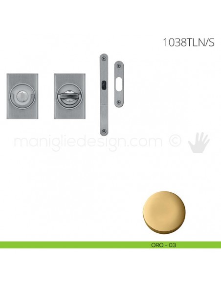 Maniglia per porta a libro Clip Mandelli 1038T con doppio anello con serratura oro