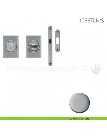 Maniglia per porta a libro Clip Mandelli 1038T con doppio anello con serratura cromato