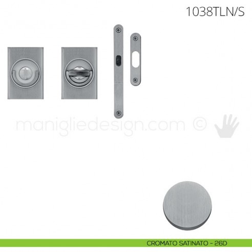 Maniglia per porta a libro Clip Mandelli 1038T con doppio anello con serratura cromato satinato