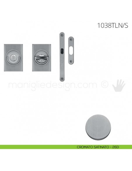 Maniglia per porta a libro Clip Mandelli 1038T con doppio anello con serratura cromato satinato