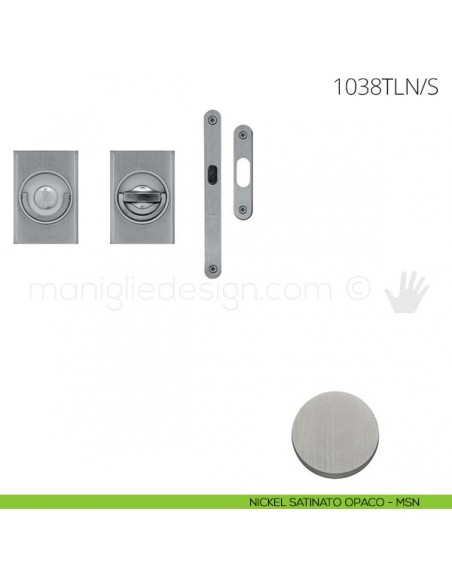 Maniglia per porta a libro Clip Mandelli 1038T con doppio anello con serratura nickel satinato opaco