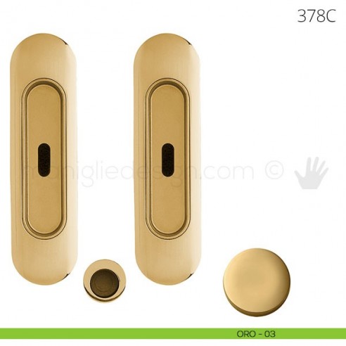 Maniglia per porta scorrevole Clip Mandelli 378 con chiave senza serratura oro