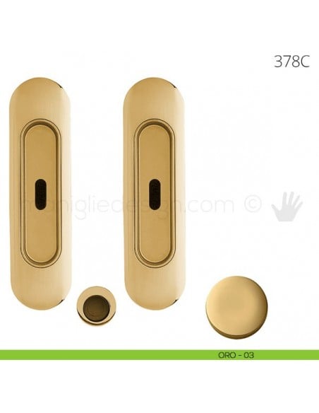 Maniglia per porta scorrevole Clip Mandelli 378 con chiave senza serratura oro