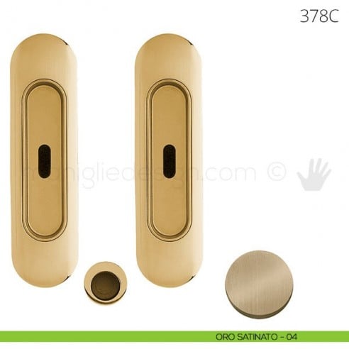 Maniglia per porta scorrevole Clip Mandelli 378 con chiave senza serratura oro satinato