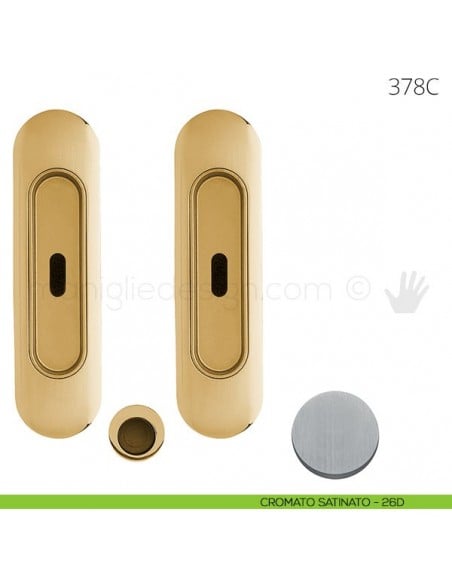 Maniglia per porta scorrevole Clip Mandelli 378 con chiave senza serratura cromato satinato