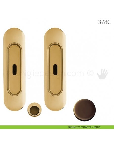 Maniglia per porta scorrevole Clip Mandelli 378 con chiave senza serratura brunito opaco