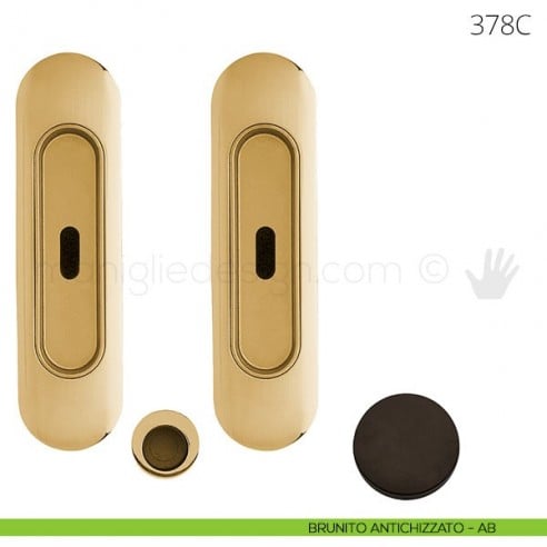 Maniglia per porta scorrevole Clip Mandelli 378 con chiave senza serratura brunito antichizzato