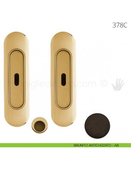 Maniglia per porta scorrevole Clip Mandelli 378 con chiave senza serratura brunito antichizzato