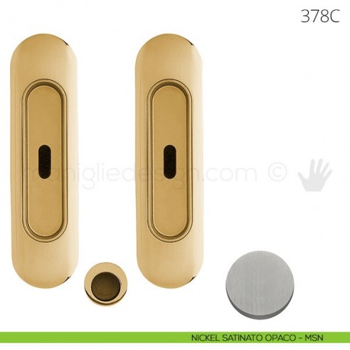Maniglia per porta scorrevole Clip Mandelli 378 con chiave senza serratura nickel satinato opaco