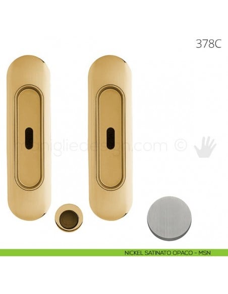 Maniglia per porta scorrevole Clip Mandelli 378 con chiave senza serratura nickel satinato opaco