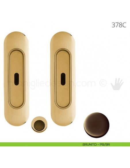 Maniglia per porta scorrevole Clip Mandelli 378 con chiave senza serratura brunito