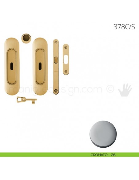 Maniglia per porta scorrevole Clip Mandelli 378 con chiave e serratura cromato