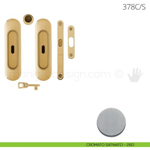 Maniglia per porta scorrevole Clip Mandelli 378 con chiave e serratura cromato satinato