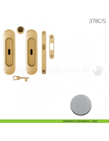 Maniglia per porta scorrevole Clip Mandelli 378 con chiave e serratura cromato satinato