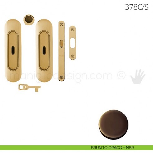 Maniglia per porta scorrevole Clip Mandelli 378 con chiave e serratura brunito opaco