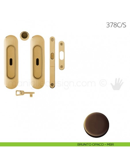 Maniglia per porta scorrevole Clip Mandelli 378 con chiave e serratura brunito opaco