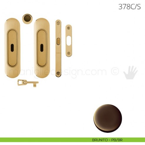 Maniglia per porta scorrevole Clip Mandelli 378 con chiave e serratura brunito