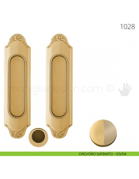 Maniglia per porta scorrevole Clip Mandelli 1028 senza serratura oro-oro satinato