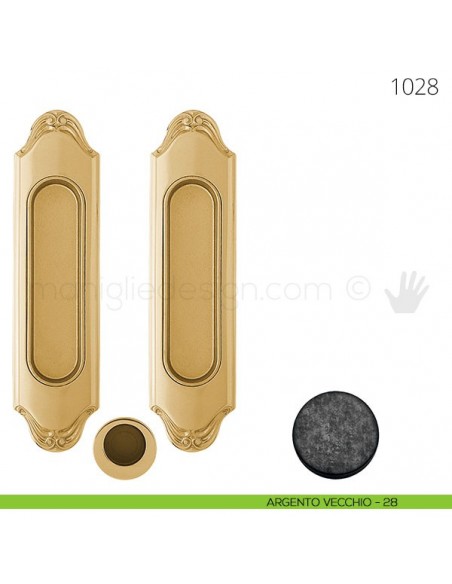 Maniglia per porta scorrevole Clip Mandelli 1028 senza serratura argento vecchio