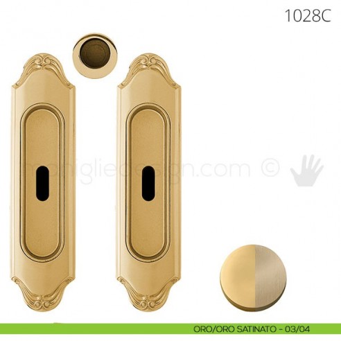 Maniglia per porta scorrevole Clip Mandelli 1028 con chiave senza serratura oro-oro satinato