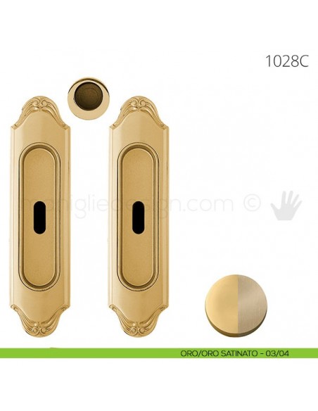 Maniglia per porta scorrevole Clip Mandelli 1028 con chiave senza serratura oro-oro satinato