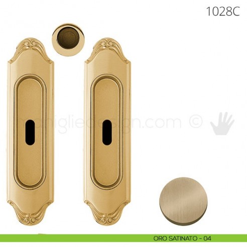 Maniglia per porta scorrevole Clip Mandelli 1028 con chiave senza serratura oro satinato