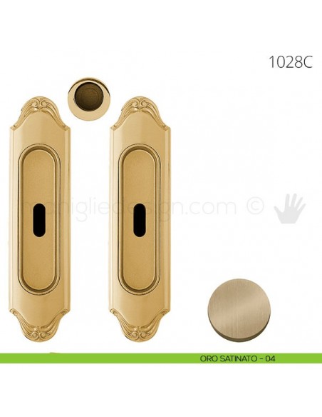 Maniglia per porta scorrevole Clip Mandelli 1028 con chiave senza serratura oro satinato
